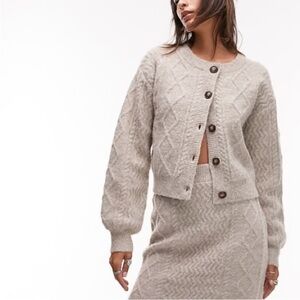 Topshop Women's Cream Cable Knit Sweater